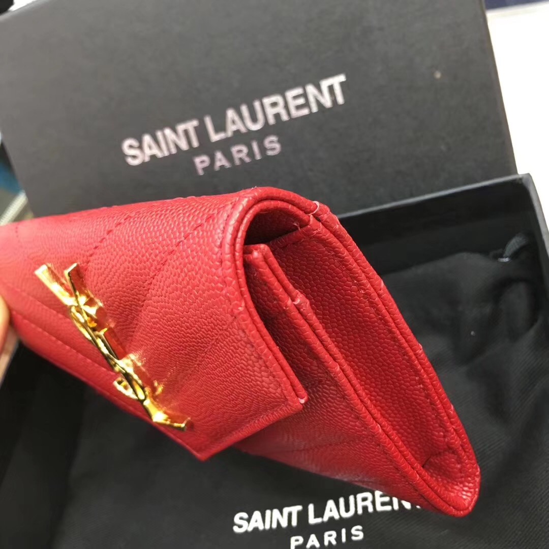Sa**t Lau*nt small envelope wallet in red leather