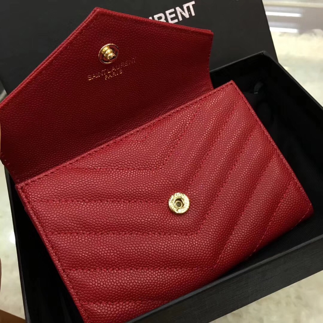 Sa**t Lau*nt small envelope wallet in red leather