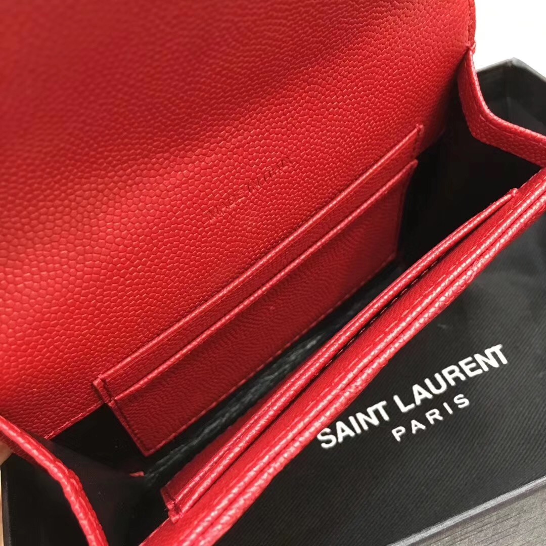 Sa**t Lau*nt small envelope wallet in red leather