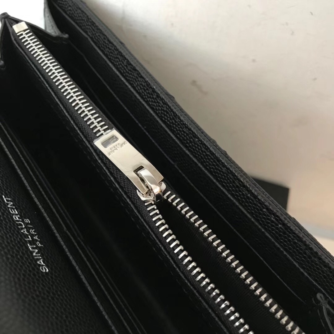 Sa**t Lau*nt large monogram flap wallet in noir grained leather