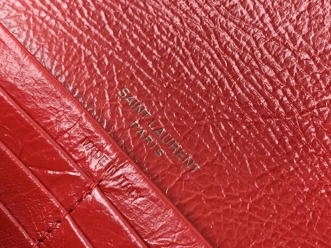 Sa**t Lau*nt niki large wallet in red crinkled vintage leather