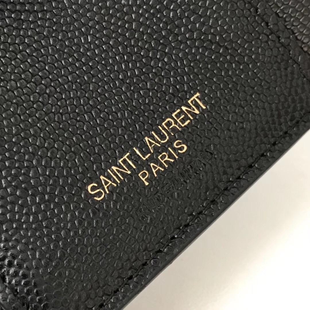 Sa**t Lau*nt compact tri fold wallet in black leather