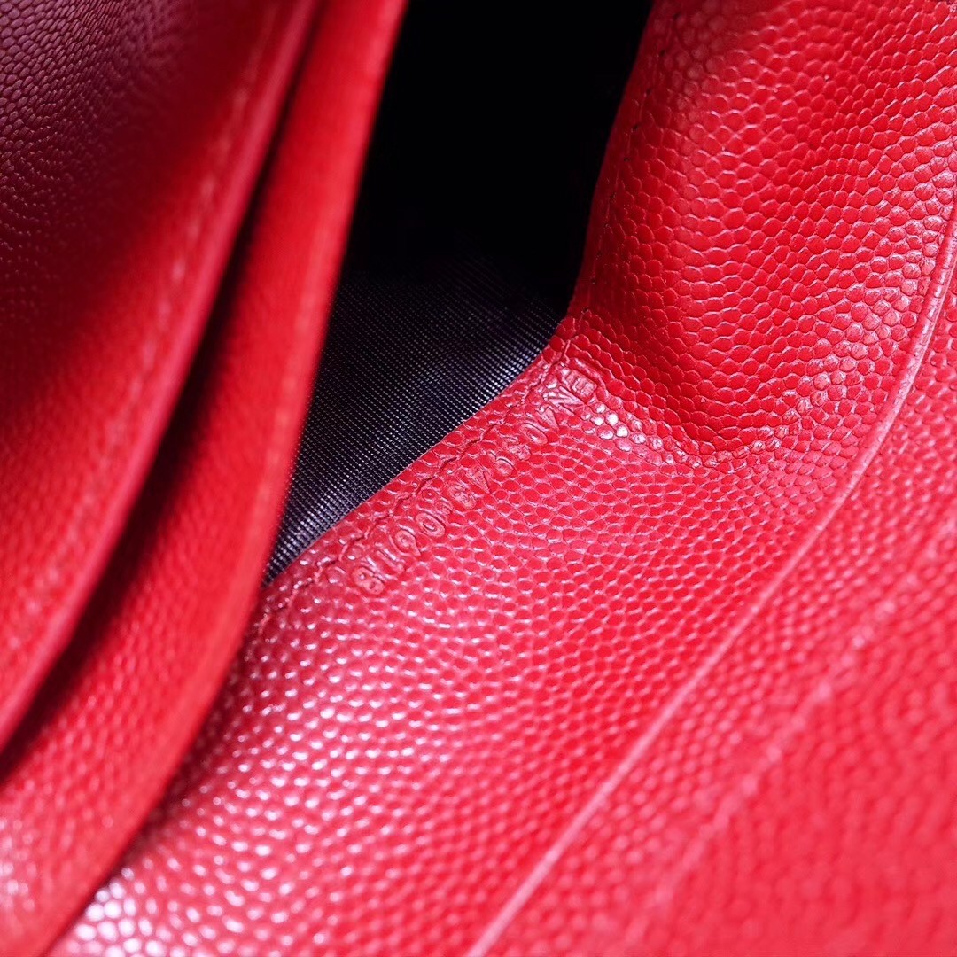 Sa**t Lau*nt compact tri fold wallet in red leather